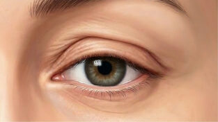 Ilustração de pálpebra superior com flacidez e excesso de pele