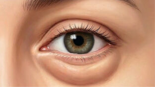 Ilustração de bolsas de gordura abaixo dos olhos